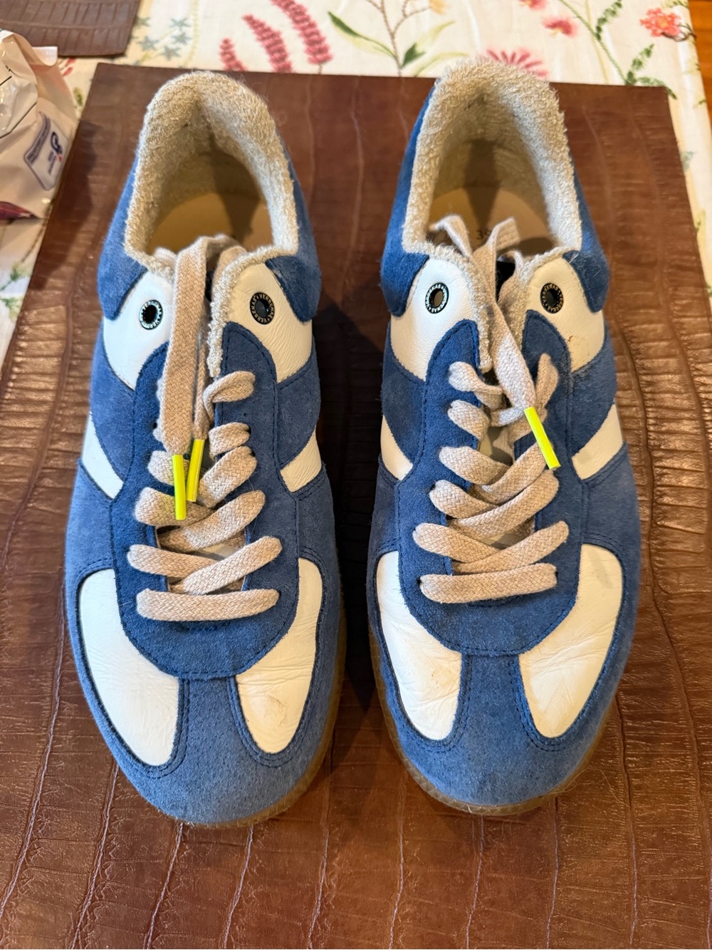 Women’s Blue and White Suede Casual Sneakers
